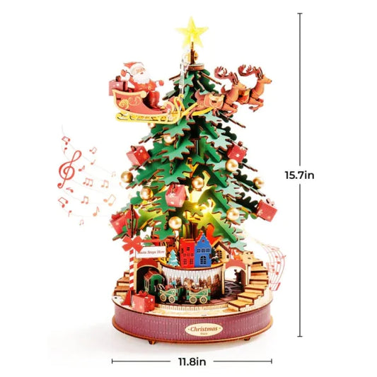 Wooden Music Box Christmas Melody Tree