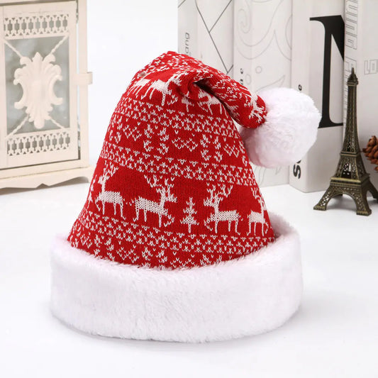 Snowflake Deer Knitted Wool Christmas Hat