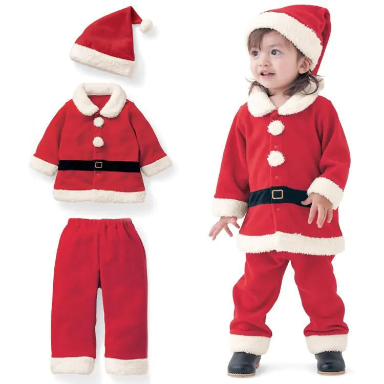 Children's Christmas Long Sleeve Outfit with Hat (3 Pieces)